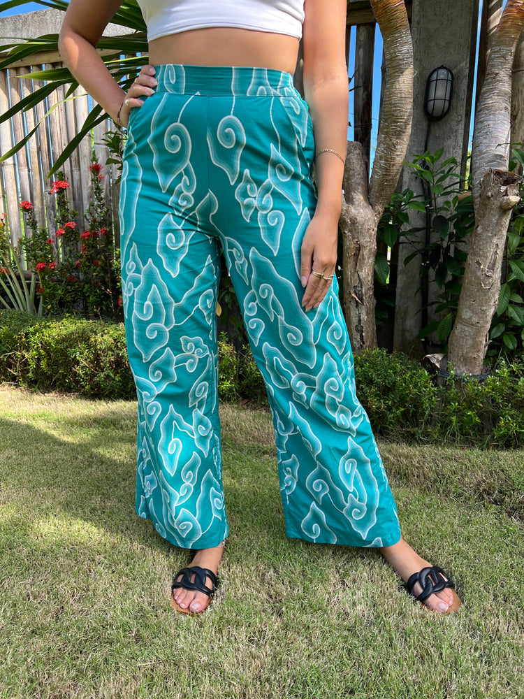 High Waisted Trousers, Turquoise Wide Leg Trousers, Wear The World