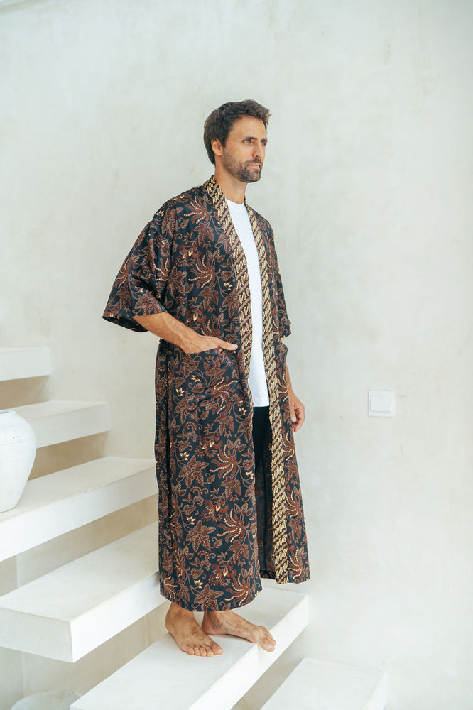 Men's Kimono Robe | Men's Black Robe | Wear the World