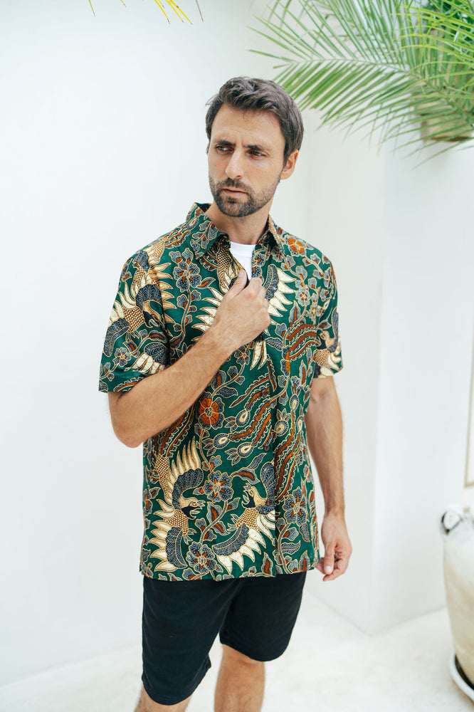 Long Sleeve Button Down Shirt, Men's Batik Shirts, Wear The World