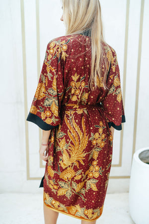 Robe For Bridesmaid, Maroon Kimono Robe, Wear The World