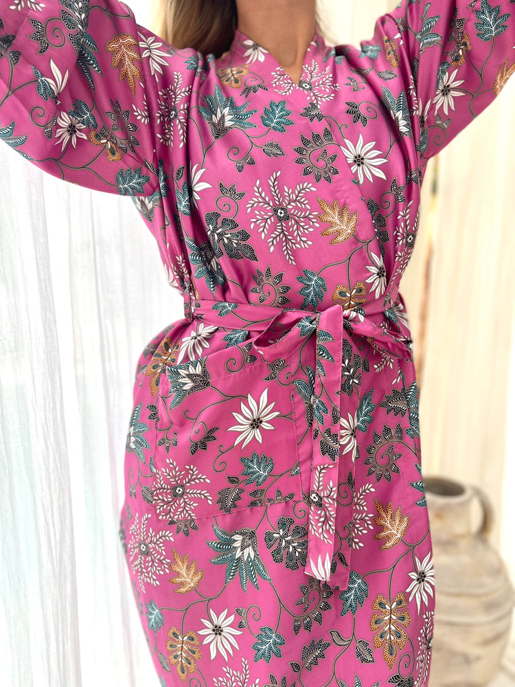 Kimono Silk Robe, Kimono Robe in Pink, Wear The World
