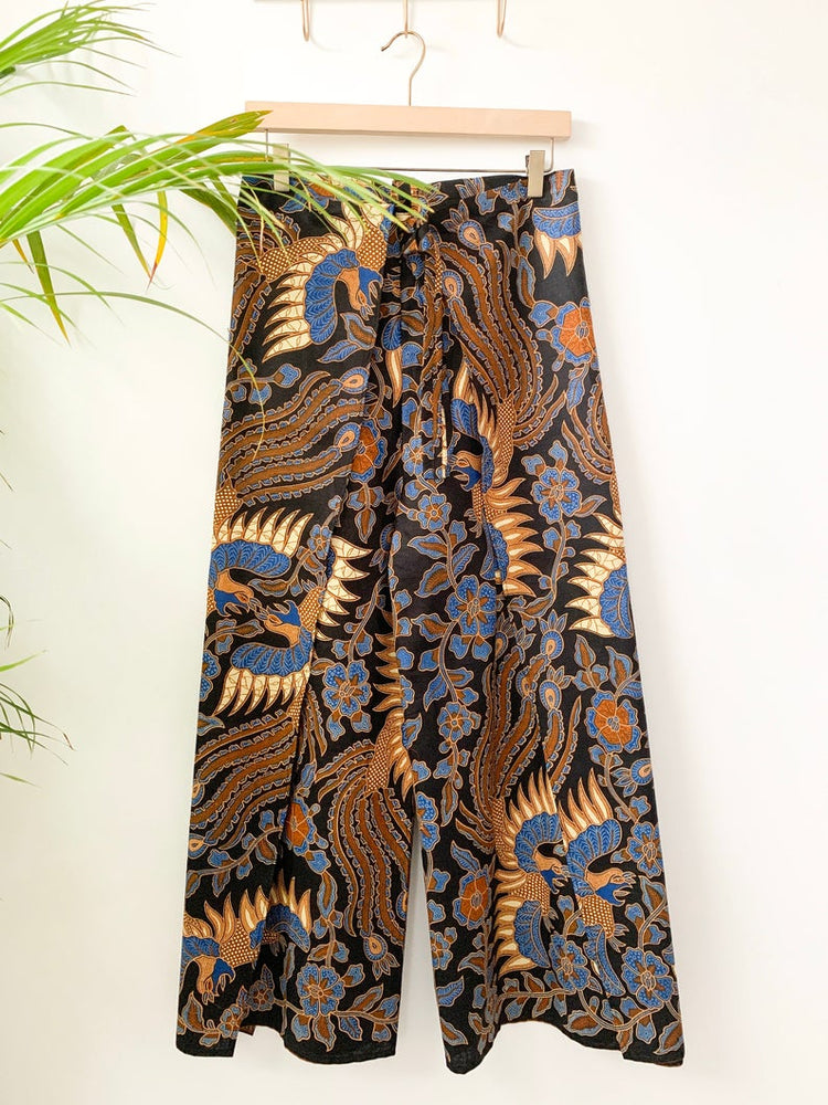 Navy Batik Wrap Around Trousers - Wear the World