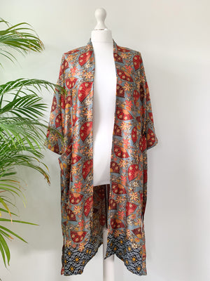 Grey Silk Kimono Robe - Wear the World