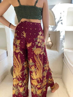 Flared Trousers Women, Maroon Wrap Around Trousers, Wear The World