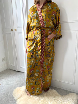 Full Length Silk Robe in Gold - Wear the World