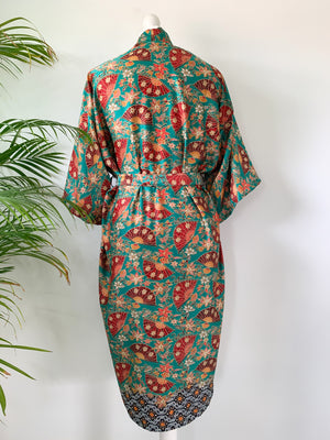 Green Silk Kimono Robe - Wear the World