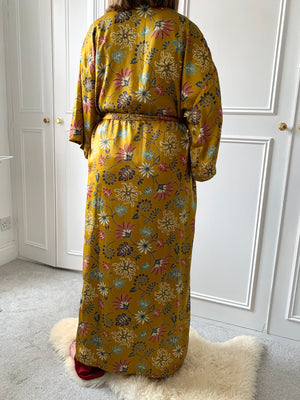 Full Length Silk Robe in Gold - Wear the World